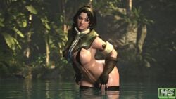 1girls 3d big_breasts breasts brown_hair capcom female female_only hagiwara_studio high_resolution highres light-skinned_female light_skin monster_hunter monster_hunter_world puffy_areola serious_handler short_hair sling_bikini slingshot_swimsuit solo solo_female tagme