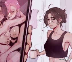 2d 2d_(artwork) 2d_artwork 2girls ? ahoge areola areolae armpit armpit_crease armpit_peek armpits assertive_female belly belly_button big_breasts black_crop_top black_topwear blush blush_face blushing_at_another blushing_at_partner blushing_female blushing_lines boob_grab breast_grab breast_grab_from_behind breast_grabbed_from_behind breast_squeeze breasts brown-eyed_female brown-haired_female brown_eyes brown_hair busty busty_female busty_girl busty_teen caressing_breasts coffee collarbone completely_naked completely_naked_female completely_nude completely_nude_female confused confused_expression confused_face confused_look crop_top deep_skin digital digital_art digital_drawing digital_drawing_(artwork) digital_media digital_media_(artwork) dominant_lesbian drawing ear_piercing ear_piercings earrings elbows female female_focus female_only finger_in_pussy fingering fingering_partner fingers fondling fondling_breasts fondling_pussy fully_naked fully_nude grabbing_breast grabbing_breasts grabbing_breasts_from_behind grabbing_tits grope grope_from_behind groped_from_behind groping groping_breast groping_breasts groping_chest groping_from_behind hairless_armpits high_resolution highres indoor indoor_nudity indoors inframammary_fold large_boobs large_breasts large_breasts_lesbian lean_figure lesbian_domination lesbian_focus lesbian_only lesbian_pleasure lesbians_naked long_hair looking_at_viewer lunna_illust midriff morning_after multiple_females multiple_girls naked naked_female naked_woman narrow_waist navel nipple_piercing nipple_piercings nipples nipples_piercing nude nude_female nudity oc open_mouth open_mouth_smile original original_art original_artwork original_character original_characters parted_bangs parted_lips pierced_ear pierced_ears pierced_nipple pierced_nipples pink-haired_female pink_areola pink_areolae pink_hair pink_hair_female pink_nipples shaved_armpits shoulders simple_background skindentation slender_body slender_waist slim_female slim_waist smile smiley_face smiling smiling_at_another smiling_at_partner squeezing_breast squeezing_breasts standing submissive_lesbian sweat sweat_on_body sweat_on_breasts sweat_on_face sweat_on_stomach sweatdrop sweating sweaty sweaty_belly sweaty_body sweaty_breasts sweaty_chest sweaty_face sweaty_female sweaty_legs sweaty_sex sweaty_thighs tongue topless topless_female topwear uncensored uncensored_breasts uncensored_nipples upper_body vaginal_stimulation white_pupils yuri