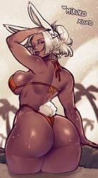 1girls 2025 animal_ears animal_humanoid arm_up artist_name ass ass_focus back_view big_ass big_breasts big_lips bikini breasts busty character_name clothed clothed_female clothing curvaceous curvy dark-skinned_female dark_skin female female_only fully_clothed gold_bikini hair hair_bun half-closed_eyes hand_on_head hot_spring huge_ass humanoid itsnotfragile kemonomimi lagomorph lagomorph_humanoid large_ass large_breasts legs_together long_fingernails long_hair looking_at_viewer looking_back miruko my_hero_academia nail_polish narrowed_eyes one_arm_up orange_bikini outdoors parted_bangs plump_lips pose posing rabbit rabbit_ears rabbit_girl rabbit_humanoid rabbit_tail raised_arm red_eyes rumi_usagiyama skindentation smile smiling smiling_at_viewer solo standing standing_in_water tail thick_lips thick_thighs thighs water wet wet_body wet_skin white_hair wide_hips