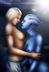 2girls asari commander_shepard female female_only femshep liara_t'soni mass_effect multiple_girls orbitalwings tagme yuri