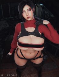 1girls 2025 3d ada_wong ada_wong_(adriana) alternate_body_type alternate_breast_size areolae_slip bandeau biohazard black_hair breast_squish brown_eyes clothed clothed_female crop_top_sweater cropped_feet detailed_background extreme_crop_top female female_only half_gloves highleg_panties highleg_thong holster huge_breasts indoors knee_high_boots kneehigh_boots lace-trimmed_thighhighs legs_apart lipstick long_sleeves looking_at_viewer milapone panties plump_lips resident_evil resident_evil_2 resident_evil_2_remake resident_evil_4 resident_evil_4_remake short_hair shoulder_holster skimpy skimpy_clothes slim_waist solo standing stay-ups thigh_high_stockings thigh_highs thigh_holster thighhigh_stockings thighhighs thong turtleneck turtleneck_sweater voluptuous voluptuous_female wide_hips