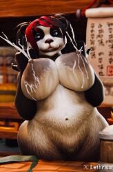 3d 3d_(artwork) apron areolae big_areola big_ass big_breasts blender blender_(software) breasts dripping dripping_milk fat_pussy female female_only furry genitalia interior lactation large_breasts lethrisa milf milk_squirt milking milking_breasts panda pandaren pandaren_female pussy solo thighs vagina voluptuous warcraft world_of_warcraft