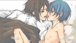 2boys blush ciel_phantomhive cum femboy gay girly kuroshitsuji lowres male_only open_mouth tagme tongue tongue_out yaoi