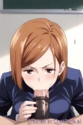 ai_generated blowjob deepthroat eye_contact fellatio horse_penis horsecock huge_cock male/female nobara_kugisaki oral oral_sex penis pov pov_male sucking sucking_penis tagme video