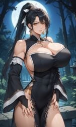 ai_generated asian_female black_hair china_dress chinese_clothes chun_yan_(shuumatsu_no_valkyrie) mature_female ponytail record_of_ragnarok shuumatsu shuumatsu_no_valkyrie