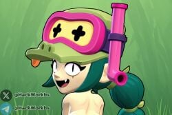 ai_generated alli alli_(brawl_stars) anal anal_sex back_view brawl_stars dildo green_hair green_skin