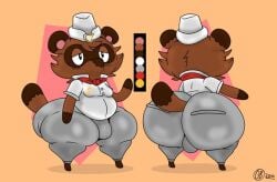 1boy anthro ass big_ass big_butt breathotter chilling furry hi_res huge_ass huge_butt male_only mid_art oc original_character raccoon rear_view thick_ass thick_thighs uniform wide_hips
