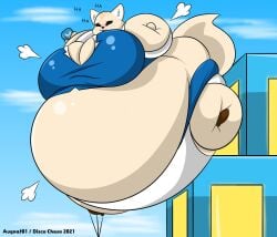 aggressive_retsuko aggretsuko air_inflation anthro bbw belly belly_overhang big_belly big_breasts breasts busty cleavage disco_chaos female female_focus female_only fenneko full_body_inflation furry huge_belly huge_breasts hyper_belly inflation love_handles muffin_top non-canonical_size ready_to_pop spherical_inflation ssbbw