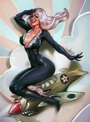 1girls 2023 alluring big_breasts black_cat_(marvel) blue_eyes bodysuit breasts brian_miroglio curvaceous curvaceous_body curvaceous_female curvaceous_figure curvy curvy_body curvy_female curvy_figure enticing felicia_hardy female fighter_jet gloves light-skinned_female light_skin looking_at_viewer marvel marvel_comics mask masked masked_female red_lipstick riding seducing seductive seductive_look shiny shiny_breasts shiny_clothes skin_tight smile smiling smiling_at_viewer spider-man_(series) superheroine teasing teasing_viewer temptation tempting tempting_viewer thick thick_breasts thick_thighs tight_clothes tight_clothing voluptuous voluptuous_female waist white_hair