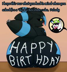 anthro big_butt butt canid canine canis duo eeveelution female generation_2_pokemon genitals happy_birthday hi_res huge_butt majika male male/female mammal nintendo nude nude_anthro nude_female palady_(paladyart98) pokemon pokemon_(species) shiny_pokemon shortstack stella_(paladyart98) tail umbreon vulva wolf
