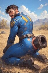 ai_generated artillery_in_the_ass cannon_in_the_ass destroyed_anus extreme_penetration fallout fallout_4 gay grotesque male male_only monstrous_anus object_in_ass object_insertion sole_survivor_(male) tongue_out vault_suit
