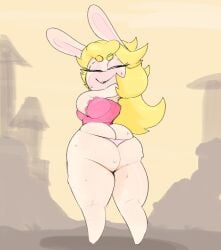 ass fat_ass female furry mario_+_rabbids rabbid rabbid_peach severingaxis183 shirt thong