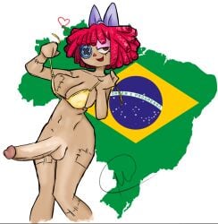 1futa bottomless brazilian_flag erection glitch_productions golden_bikini gooseworx ragatha ragatha_(tadc) ragatha_(the_amazing_digital_circus) solo_futa stitches tagme tagme_(artist) the_amazing_digital_circus