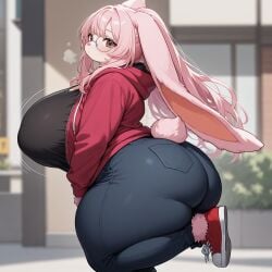 ai_generated angel_the_bunny anthro ass big_ass big_breasts breasts brown_eyes bunny furry furry_female huge_ass huge_breasts large_ass large_breasts pink_hair tagme thick_thighs