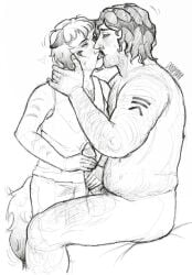 age_difference body_hair cum cumming dad_bod erection facial_hair furry kissing male male/male masturbation ren_hana strade