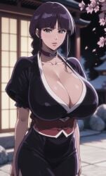 ai_assisted asian_female black_hair bleach choker corset green_eyes kimono kurotsuchi_nemu mature mature_female
