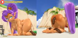 (theusagiboy1406) 1girls 3d 3d_(artwork) ass barefoot big_ass blue_eyes breasts dark-skinned_female dark_skin female female_only mikumikudance mmd naked purple_hair purple_skin scat shantae shantae_(character) shit turd turd_hanging_out turds wayforward