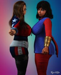 2girls 3d america_chavez avengers big_ass big_breasts breasts champions curvaceous curvy curvy_figure female hips hourglass_figure huge_ass huge_breasts kamala_khan large_ass large_breasts legs light-skinned_female light_skin marvel marvel_comics mature mature_female ms._america_(marvel) ms._marvel ms._marvel_(kamala_khan) ryu4life slim_waist thick thick_hips thick_legs thick_thighs thighs voluptuous waist west_coast_avengers wide_hips young_avengers