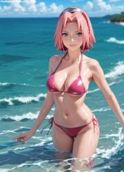 1girls 2d ai_generated akura_haruno areolae armpit bare_arms big_breasts bikini bikini_top boruto:_naruto_next_generations breasts breasts chest curvy curvy_figure cute cute_face detailed eyelashes eyeshadow female female_only fit fit_female focus hair high_quality large_breasts legs light-skinned_female light_skin lips lipstick looking_at_viewer makeup mascara naruto naruto_(series) naruto_shippuden nero100 ocean outdoors outside pale-skinned_female pale_skin pink_hair posing sea seaside seductive seductive_look short_hair stable_diffusion tagme thighs thin_waist