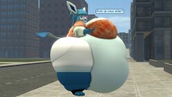bbw big_ass big_breasts breasts bubble_butt cleavage eeveelution glaceon huge_ass huge_breasts kingofthekabuto overweight pokemon pokemon_(species) queenofthekabuto thick_thighs wide_hips