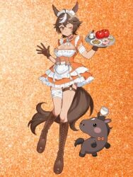 cute female horse horse_girl indie_virtual_youtuber indie_vtuber maid maid_uniform tanned tomboy tomoe_umari umari_tomoe virtual_youtuber vtuber