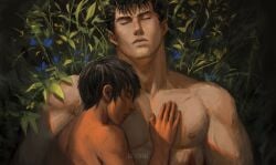 1boy 1boy1girl 1girls after_orgasm after_sex akistrike berserk big_muscles black_hair canon_couple casca closed_eyes completely_nude completely_nude_female completely_nude_male couple dark-skinned_female female guts_(berserk) hand_on_another's_chest happy highres hugging interracial light-skinned_male love male masculine_male muscular muscular_male naked naked_female naked_male nature_background nosferatubean nude nude_female nude_male pecs romantic romantic_ambiance short_hair size_difference sleeping smaller_female taller_male tomboy wholesome wounds