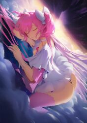 ai_generated ass closed_eyes divine_slut earth female giantess goddess long_hair madoka_kaname magical_girl mahou_shoujo_madoka_magica miniskirt pink_hair puella_magi_madoka_magica space thong twintails ultimate_madoka upskirt very_long_hair