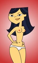 1girls blue_hair breasts emma_(tdi) female female_only lips looking_at_viewer navel nipples panties pussy solo the_ridonculous_race tjlive5 total_drama_island white_panties