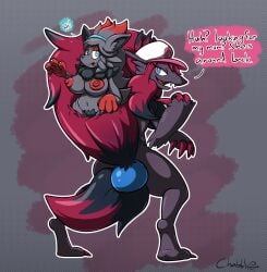 after_transformation big_hair black_hair chabble claws fox fox_ears fox_girl from_behind hilda_(pokemon) looking_back mother_(pokemon_bw) mother_and_daughter pokemon pokemon_(species) post_transformation red_hair transformation zoroark zorua