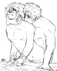 bite_mark cuts handcuffs male male_only masochism tearing_up trans_man