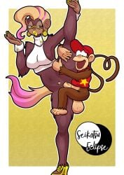 1boy 1girls ape breasts diddy_kong diddy_kong_racing donkey_kong_(series) donkey_kong_bananza donkey_kong_country female larger_female male mario_(series) medium_breasts monkey poppy_kong pussy seikatsueclipse shorter_male simian smaller_male spider_monkey taller_girl vagina vaginal_penetration vaginal_sex