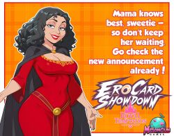 1girls big_ass big_breasts big_thighs breasts curvaceous curvy curvy_figure digital_media_(artwork) disney disney_villains ero-card_showdown ero-card_showdown,_royal_temptation female hips hourglass_figure light-skinned_female light_skin mature mature_female melongun melongun!_games milf mother_gothel slim_waist tangled thick thick_hips thick_legs thick_thighs thighs voluptuous waist wide_hips