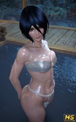 1girls 3d ass big_ass bikini bikini_bottom bikini_top black_hair bleach female female_only hagiwara_studio high_resolution highres kuchiki_rukia shiny_skin short_hair solo solo_female tagme thick_thighs