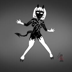 alien_look_like_human blind_peacock_draws blind_peacock_draws_(artist) bullet_scar commentary commentary_request demon demon_girl demon_hooves demon_horns demon_tail ecuadorian goo_creature hazbin_hotel hazbin_hotel_oc helluva_boss helluva_boss_oc hooves horns horns_and_hooves latina marvel marvel_comics masked_female oro_(blindpeacockdraws) secret_wars sharp_claws sharp_teeth she-venom she-venom_(cosplay) sinner sinner_demon spider-man_(black_suit) spiked_tail spikes symbiote tail venom venom_(2018) venom_(marvel) white_hair white_pupils