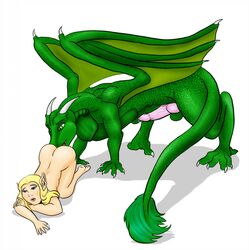 anal animal_genitalia ashwolves5 balls blonde_hair dracophilia dragon elf erection female feral green hair knot oral penis rimming sytheras zoophilia