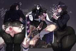 1girls 2boys aether_(genshin_impact) blackwhiplash brother_and_sister genshin_impact lumine_(genshin_impact) pantalone_(genshin_impact) tagme tagne