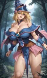 ai_generated anime blonde_hair dark_magician_girl fantasy green_eyes magical_girl mature_female