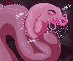 digestion_noises dripping_heart duo fatal_vore feral gameplay_mechanics gui health_bar heart_and_crossbones hi_res oral_vore scaliepunk size_difference stomach_bulge swallowing tongue tongue_out vore willing_prey worm
