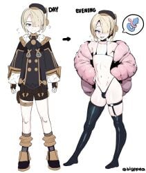 1boy bigppea bikini femboy freminet_(genshin_impact) genshin_impact human male male_only standing