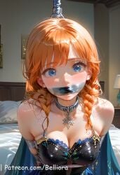 1girls ai_generated anna_(frozen) bedroom belliora blue_eyes blush body_freckles breasts brown_hair collarbone disney female female_on_cloth freckles frozen_(film) long_hair looking_at_viewer medium_breasts nipples parted_lips solo standing upper_body window