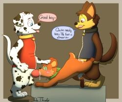 anal anal_sex animal_genitalia animal_penis anthro balls bear blush bodily_fluids brown_body canid canine canine_genitalia canine_penis canis chase_(paw_patrol) chastity_cage chastity_device clothing dalmatian digital_media_(artwork) domestic_dog english_text erection fellatio fur genital_fluids genitals german_shepherd group group_sex herding_dog hi_res hypnosis jake_the_traveler knot knotted_penis knotting male male/male male_penetrated male_penetrating male_penetrating_male mammal markings marshall_(paw_patrol) mind_control oral oral_penetration pastoral_dog paw_patrol penetration penile penis precum semi-anthro sex simple_background spitroast spots spotted_body text threesome thrusting tongue tongue_out trio white_body white_fur