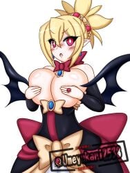 breasts covering_breasts demon_girl demon_wings disgaea disgaea_2 large_breasts nippon_ichi_software rozalin topless topless_female yukari_ume