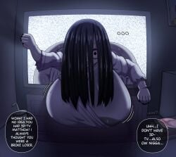 1girls big_breasts big_breasts coming_out_of_screen coming_out_of_tv female female female_only huge_breasts huge_breasts jackov tv tv_screen yamamura_sadako
