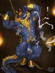 3:4 abs absurd_res animal_genitalia animal_penis ankles_tied anthro armpit_hair balls balls_tuft bared_teeth black_horn black_penis blue_balls blush bodily_fluids body_hair bondage bound canid canine chest_hair chumbasket closed_eyes cum cum_on_penis cumshot disembodied_hand dragon drooling ejaculation equine_genitalia equine_penis front_view fur genital_fluids genitals group handjob hands_tied happy_trail hi_res horn hybrid male male_anthro mammal muscular muscular_anthro muscular_male mythological_creature mythological_scalie mythology nipple_fetish nipple_pinch nipple_play nude pecs penile penis pinch pubes saggy_balls saliva scalie sex solo_focus standing tuft white_body white_fur
