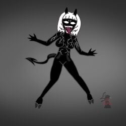 alien_look_like_human blind_peacock_draws blind_peacock_draws_(artist) bullet_scar commentary commentary_request demon demon_girl demon_hooves demon_horns demon_tail ecuadorian goo_creature hazbin_hotel hazbin_hotel_oc helluva_boss helluva_boss_oc hooves horns horns_and_hooves latina marvel marvel_comics masked_female oro_(blindpeacockdraws) secret_wars sharp_claws sharp_teeth she-venom she-venom_(cosplay) sinner sinner_demon spider-man_(black_suit) spiked_tail spikes symbiote tail venom venom_(2018) venom_(marvel) white_hair white_pupils