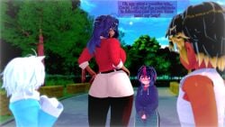 1girls 3boys 3d big_ass black_body catboy cyan_eyes idk_what_to_tag_it koikatsu milf moments_before_disaster older_female red_eyes self_upload suggestive suggestive_pose tagme white_body younger_male