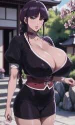ai_assisted asian_female black_hair bleach choker corset green_eyes kimono kurotsuchi_nemu mature mature_female