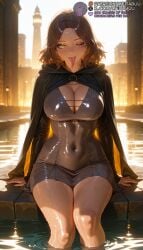 1girls ;p ai_generated backlighting black_cloak black_dress blurry blurry_background blush breasts brown_hair building cape cleavage cloak covered_navel dress elden_ring facial_tattoo feet_out_of_frame fromsoftware hood hood_down hooded_cape hooded_cloak large_breasts long_sleeves long_tongue looking_at_viewer medium_hair meitabuu one-eyed one_eye_closed outdoors patreon_username pleated_dress pool scar scar_across_eye shiny_clothes short_dress sitting smile soaking_feet solo tattoo thighs tight_dressmelina_(elden_ring) tongue tongue_out tower two-sided_fabric water wet wet_clothes yellow_eyes