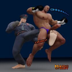 bald bald_male bald_man ballbusting balls balls_kick barefoot beard beard_stubble boxing boxing_gloves feet feet_fetish feet_on_balls foot_fetish gay gay_male kick kick_in_the_balls kick_in_the_crotch kicking kicking_balls kicking_crotch male male/male males_only maugas_left_heart moaning_in_pleasure muscular muscular_male officer original_character original_characters pained_expression penis_sticking_out police police_uniform policeman skimpy_underwear smug smug_expression smug_eyes smug_face smug_grin smug_smile stubble testicles testicular_assault text