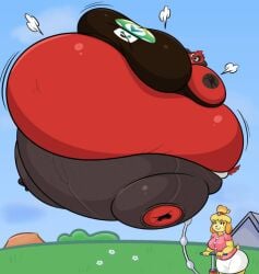 air_inflation animal_crossing anthro bbw belly belly_overhang big_belly big_breasts breasts cherry_(animal_crossing) disco_chaos female female/female female_focus female_only full_body_inflation furry goth huge_belly hyper_belly immobile immobilization inflation isabelle_(animal_crossing) love_handles muffin_top non-canonical_size nonude ready_to_pop spherical_inflation ssbbw tight_clothing